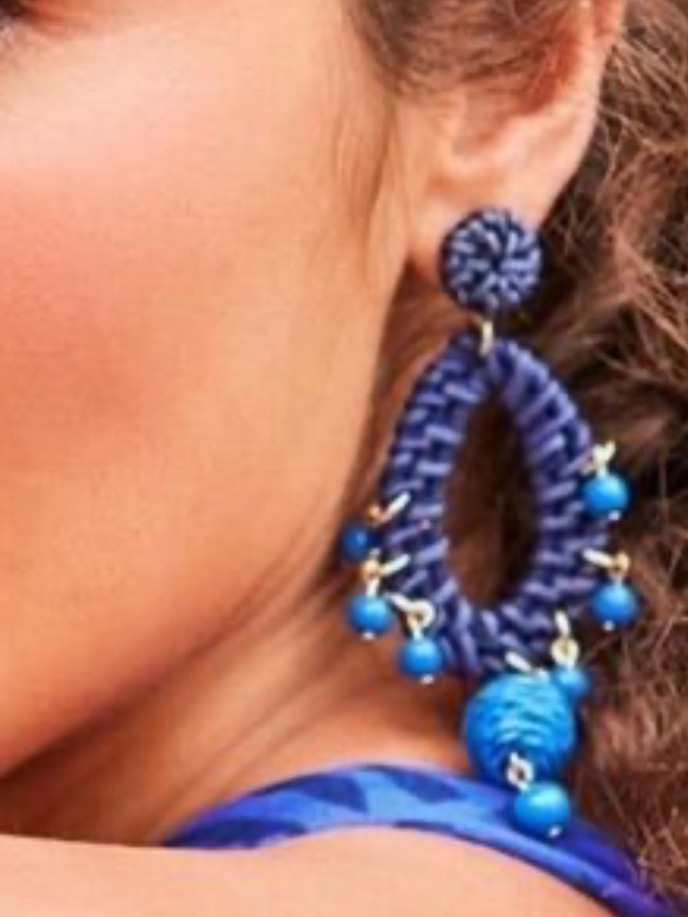 NWT New Lilly Pulitzer Blue Raffia Earrings